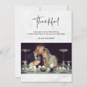 Dankbares Foto Gray Marble Wedding Dankeschön Card Dankeskarte