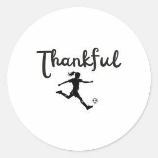 Dankbares Fußballspieler-Mädchen Thanksgiving Foot Runder Aufkleber