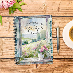 Dankbares Herz-Aquarell-Blumen-Fenster-Journal Notizbuch