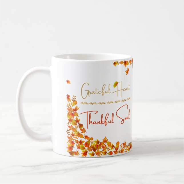 Dankbares Herz Dankbare Seele Tasse – Minimal Herb (Links)