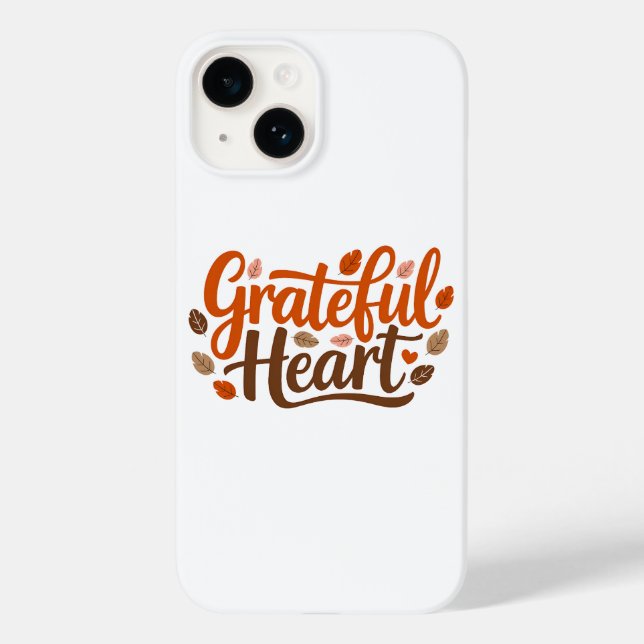 Dankbares Herztypografie-Design Case-Mate iPhone 14 Hülle (Rückseite)