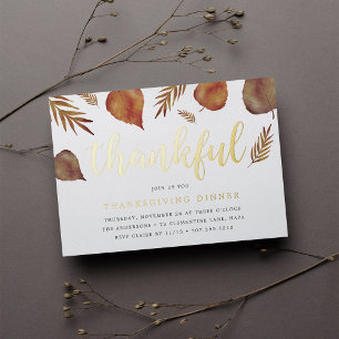Dankbares Laub Thanksgiving-Dinner Folieneinladung