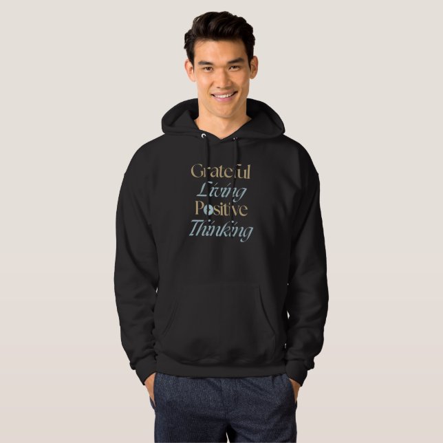 Dankbares Leben, Positives Denken Hoodie (Vorne ganz)