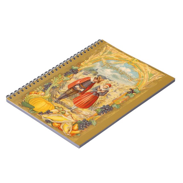 Dankbares Pilgrims Erntedank Notebook Notizblock (Linke Seite)