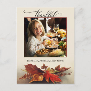 Dankbares Script Fall Foliage Erntedank Foto Postkarte