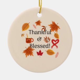Dankbares und gesegnetes Herbstdesign Keramik Ornament