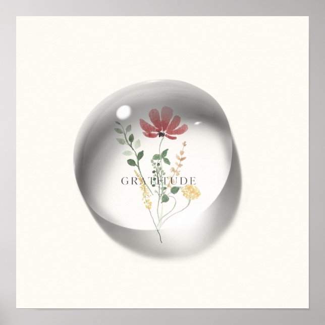 Dankbarkeit Blumenwasser-Tropfen Minimal Poster (Vorne)