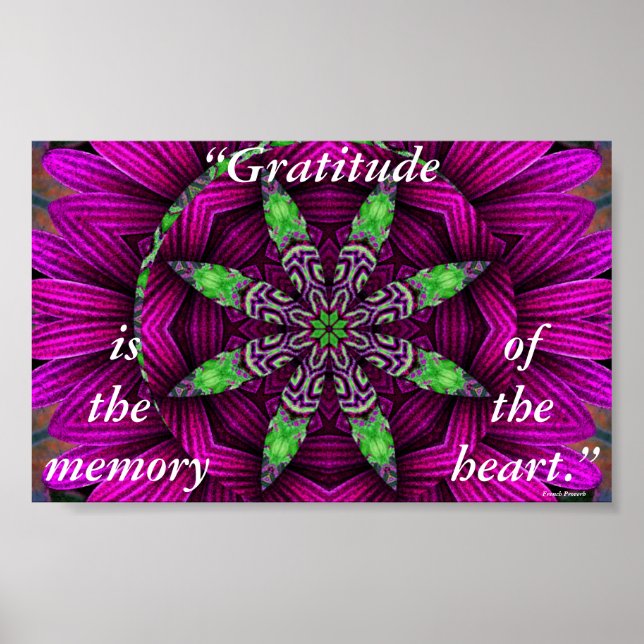 Dankbarkeit Floral Kaleidoscopic Mandala Poster (Vorne)