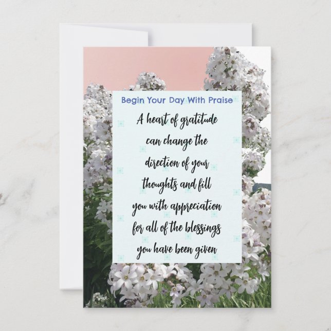 Dankbarkeit florale Bibel Verse Meditationskarte Einladung (Vorderseite)