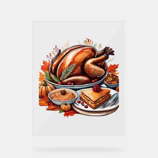 Dankbarkeit & Fly Turkey - farbenfroher urbaner Ca Acrylschild (Vorderseite)