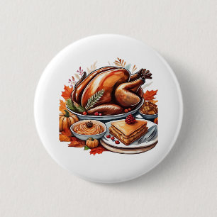 Dankbarkeit & Fly Turkey - farbenfroher urbaner Ca Button