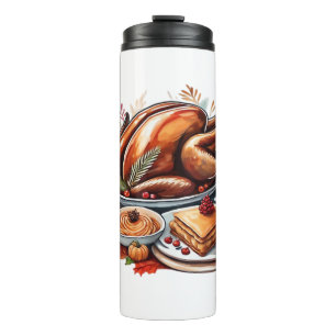 Dankbarkeit & Fly Turkey - farbenfroher urbaner Ca Thermosbecher