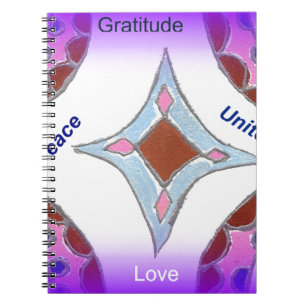 "Dankbarkeit Frieden Liebe Vereint" Mandala-Kunst- Notizblock