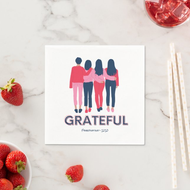 Dankbarkeit Friendsgiving Girl Erntedank Serviette (Beispiel)