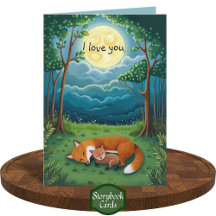 Dankbarkeit Fuchs Eltern Kind Kuscheln Mond Wald L