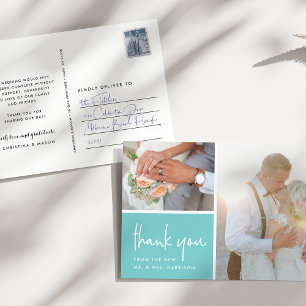 Dankbarkeit in Aqua Hochzeitsszenario Foto Viele Postkarte