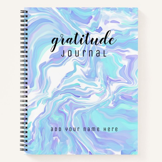 Dankbarkeit Journal Abstrakt Blue Fluid Art Name Notizbuch (Vorderseite)