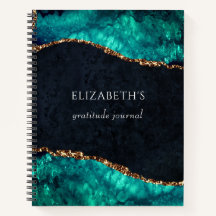 Dankbarkeit Journal Green Agate Gold Glitzer