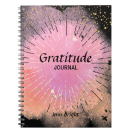 Dankbarkeit Journal Individuelle Name Pink Black Notizblock