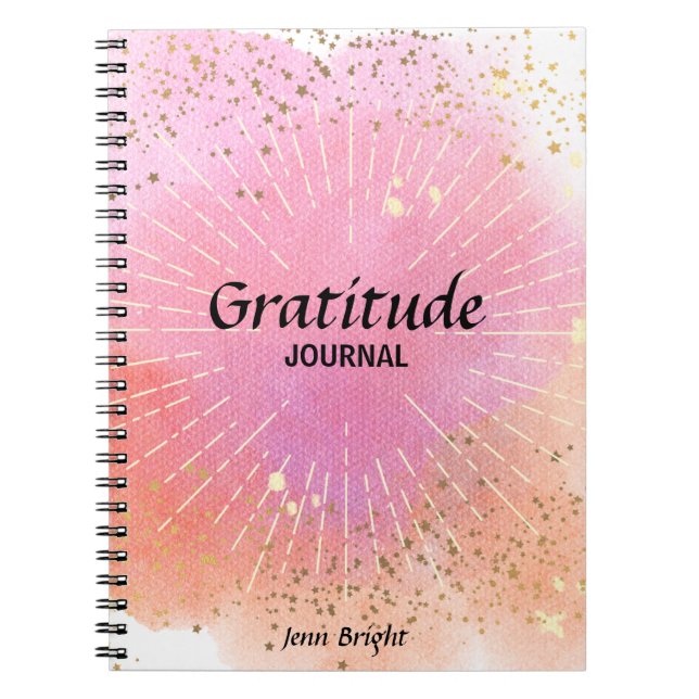 Dankbarkeit Journal Individuelle Name Pink Waterco Notizblock (Vorderseite)
