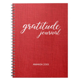 Dankbarkeit Journal Red Linen Foto Individuelle Na Notizblock