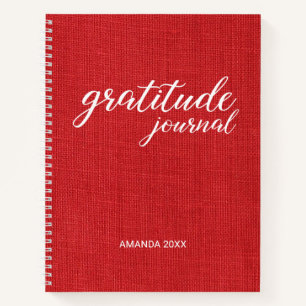 Dankbarkeit Journal Red Linen Foto Individuelle Na Notizbuch