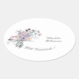 Dankbarkeit Lavender Blume Spray Ovaler Aufkleber