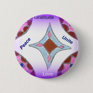 "Dankbarkeit Peace Liebe Unite" Mandala Art Print Button