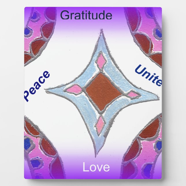 "Dankbarkeit Peace Liebe Unite" Mandala Art Print Fotoplatte (Vorderseite)