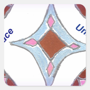 "Dankbarkeit Peace Liebe Unite" Mandala Art Print Quadratischer Aufkleber