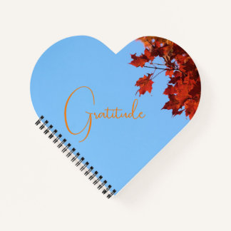 "Dankbarkeit" Red Maple Blätter Blue Background Notizbuch