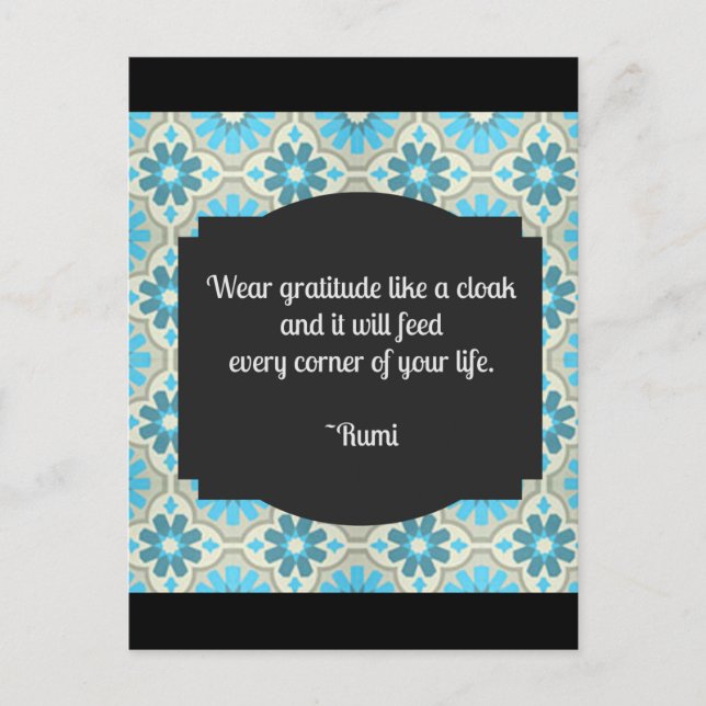 Dankbarkeit Rumi Zitat Postkarte (Vorderseite)
