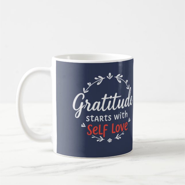 Dankbarkeit und Liebe Personalisiert Inspiration Kaffeetasse (Links)