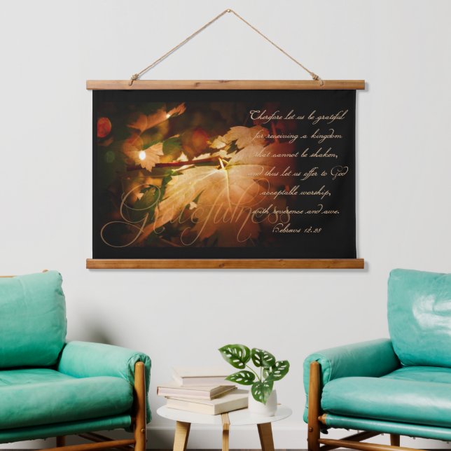 Dankbarkeit Wandteppich Mit Holzrahmen (Wohnzimmer)