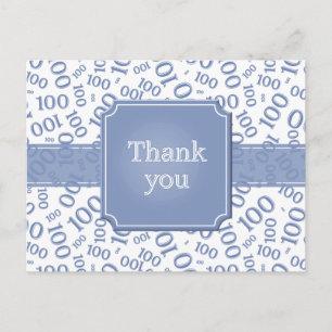 Danke 100. Zahlenmuster Blau/Weiß Postkarte