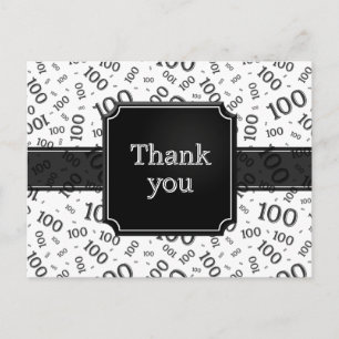 Danke 100. Zahlenmuster Schwarz/Weiß Postkarte