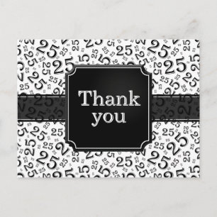 Danke 25 Zahlenmuster Schwarz/Weiß Postkarte