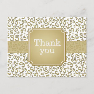 Danke 35 Zahlenmuster Gold/Weiß Postkarte