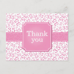 Danke 35 Zahlenmuster Türkis/Weiß Postkarte