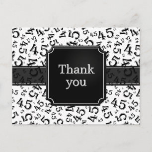 Danke 45 Zahlenmuster Schwarz/Weiß Postkarte