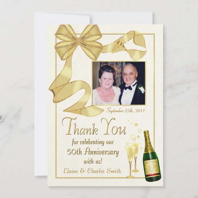 Danke 50. Jahrestags-Geschenk - flache Fotokarte (Vorderseite)