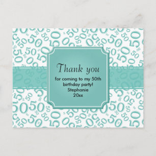 Danke 50 Zufallszahlenmuster Teal/Weiß Postkarte