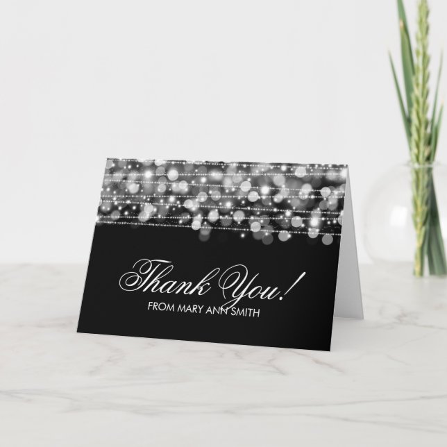 "Danke" 60. Geburtstagsparty Glitzern Silver Dankeskarte (Vorderseite)