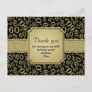 Danke 60 Zufallszahlenmuster Schwarz/Gold Postkarte