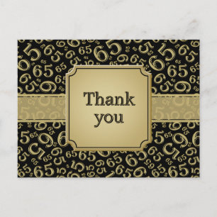 Danke 65 Zahlenmuster Gold/Schwarz Postkarte