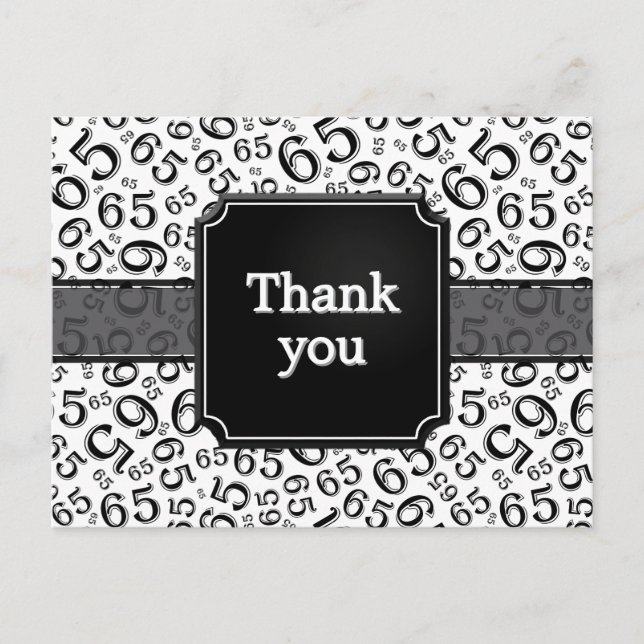 Danke 65 Zahlenmuster Schwarz/Weiß Postkarte (Vorderseite)