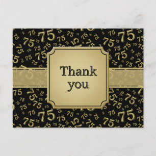 Danke 75 Zahlen Muster Gold/Schwarz Postkarte