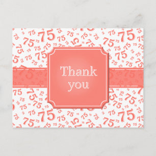 Danke 75 Zahlenmuster Koralle/Weiß Postkarte
