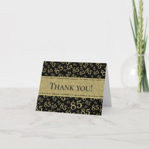 "Danke!" 85. Schwarz/Gold Zahlenmuster Dankeskarte