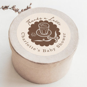 Danke A Latte Cafe Bebe Kaffee Bogen Baby Shower Runder Aufkleber
